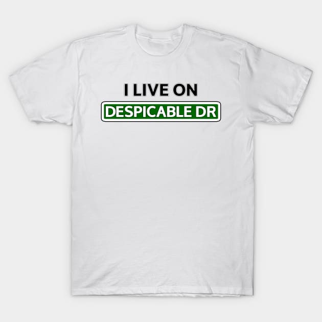 I live on Despicable Dr T-Shirt by Mookle